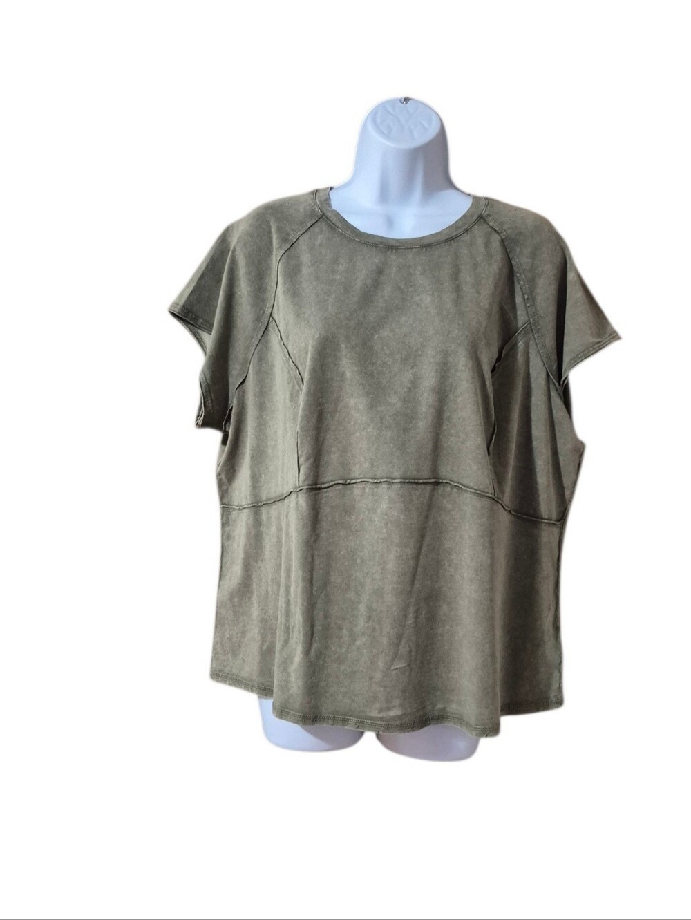 Jessica Simpson Relaxed Olive Green Short Sleeve Women's Cotton Top Sz 2X NWT